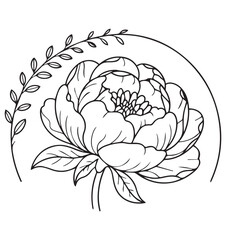 Black Silhouette Floral Mandala Design black and white