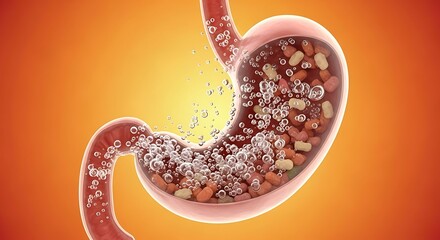 Human Digestive System Stomach Anatomy Illustration.