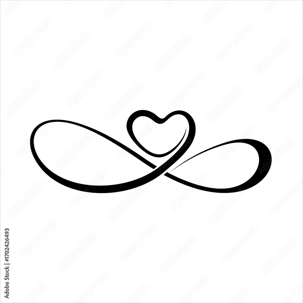 Poster simple heart logo icon vector with infinity sign in line style design