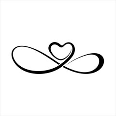 simple heart logo icon vector with infinity sign in line style design
