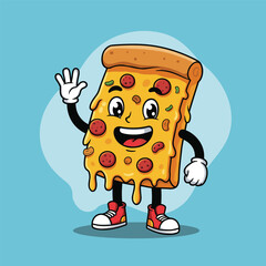 a vector of a cute cartoon pizza
