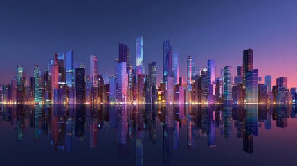 Empty Futuristic City Skyline at Dusk – Minimalist Urban Background for Design and Web