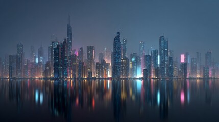 Empty Futuristic City Skyline at Dusk – Minimalist Urban Background for Design and Web