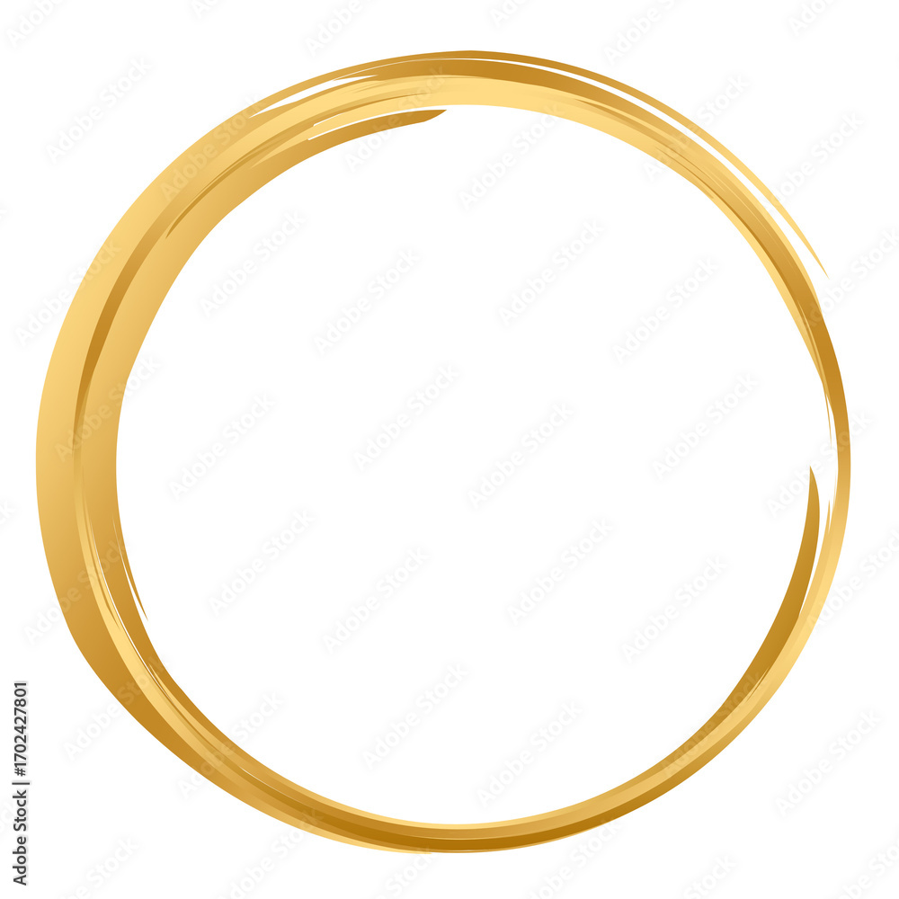 Poster gold frame circle brush stroke design element transparent, basic shape circle frame brush stroke gol