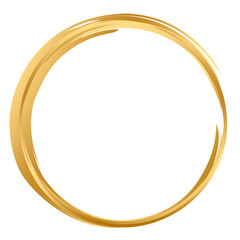 Obraz premium gold frame circle brush stroke design element transparent, basic shape circle frame brush stroke golden