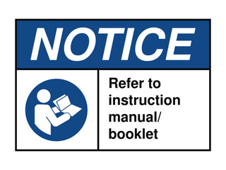 Refer to Instruction Manual/Booklet Safety Sign – Operational Guidance Symbol for Equipment Use, Workplace Compliance, Public Facility Safety – High-Quality Vectorial Image