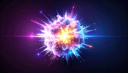 Fototapeta premium Colorful Abstract Explosion with Bright Light and Sparks in Dark Background