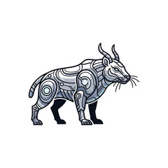 Mechanical creature design, metallic bio-organic fusion, stylized animal illustration.