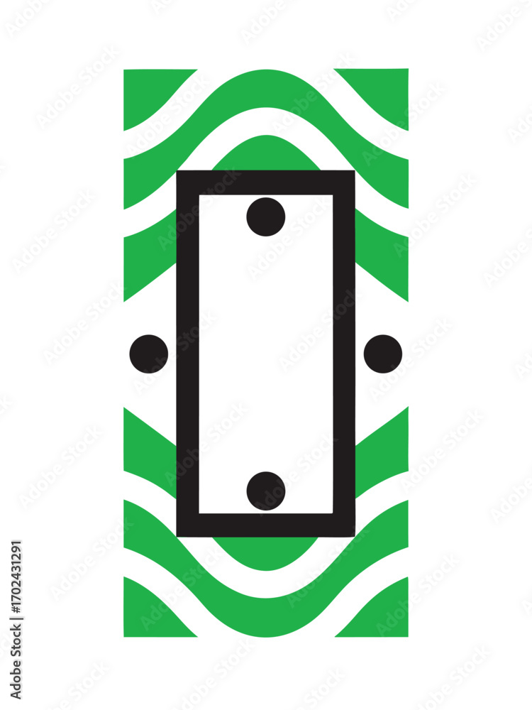 Poster black rectangle with dots on green wavy background abstract circle