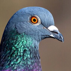 Close-up profile of a pigeon's head