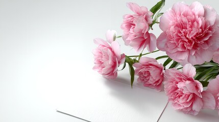 Elegant Pink Peonies & Blank Card: Perfect for Invitations or Greetings