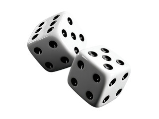 White dice with black pips against black background numbers, Isolated On Png Transparent Background
