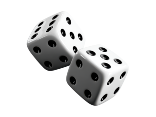 White dice with black pips against black background numbers, Isolated On Png Transparent Background