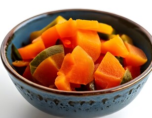 Bowl of diced colorful fruit