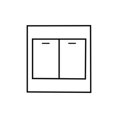 A clean, outline drawing of a double electrical switch.