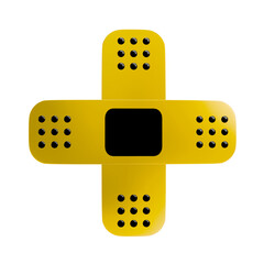 3D golden medical cross bandage plaster icon
