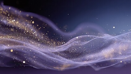 Abstract wavy ethereal design with gold particles
