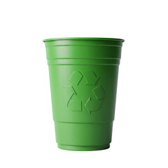 Green plastic party cup isolated on transparent background