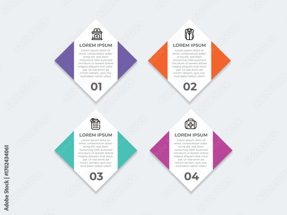 Poster business infographic design template with 4 options, steps or processes. can be used for workflow la