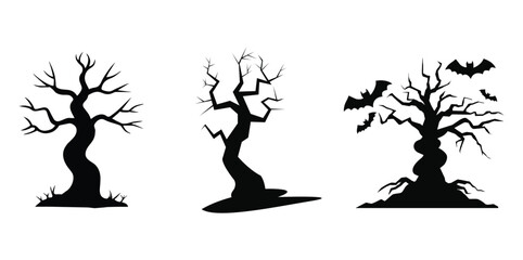 Creepy Black Tree Silhouette – Spooky Haunted Halloween Vector Design