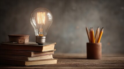 Illuminating Ideas: Vintage Bulb & Pencils Still Life Photography