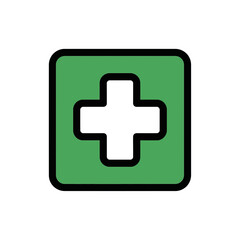 Obraz premium Medical cross symbol presents aid on white background