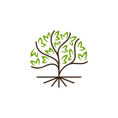 Abstract minimal tree leaf logo design