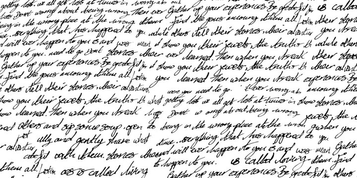 Abstract illegible handwritten text in vintage grunge style. Monochrome vector illustration of unreadable cursive script, old book calligraphy, and hand-written paragraph for backgrounds and decorativ