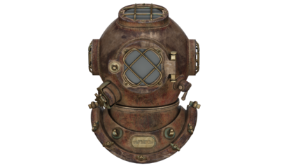 3d rendering rusty diving helmet