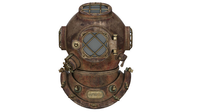 3d rendering rusty diving helmet