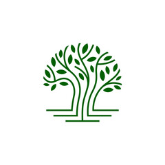 Simple minimalist tree logo design illustration vector
