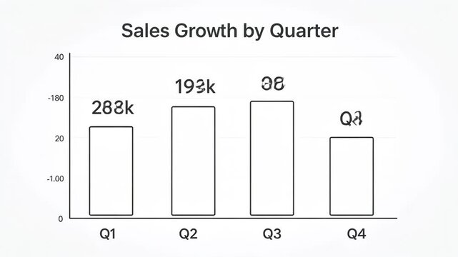 Sales growth presented in bar graph showing quarterly performance in business report, indicating positive financial trend and market analysis.