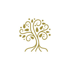 Luxury tree minimal logo vector template