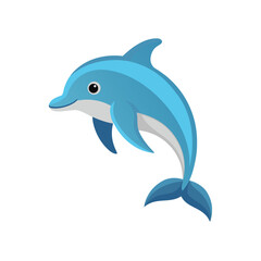 Naklejka premium Light blue cartoon dolphin jumping isolated on white background
