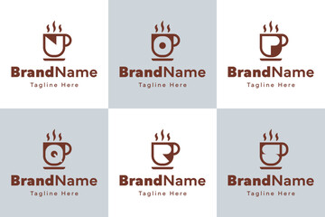 Letter N O P Q R S Coffee Cup Logo Set, symbolizing warmth, energy, and friendly gatherings