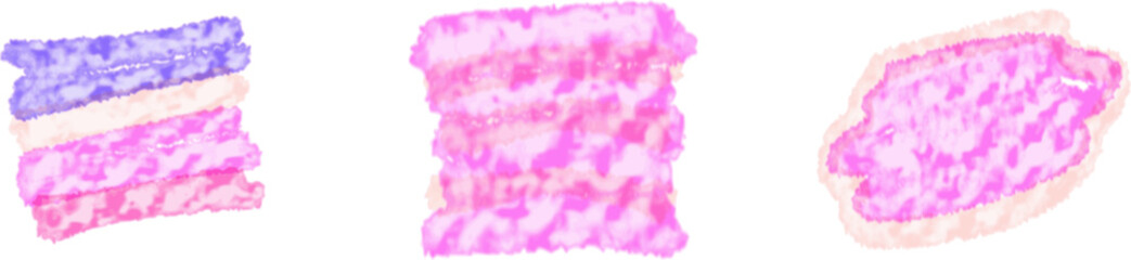 A set of Watercolor bleed brush in purple and pink for fluid, organic design elements and creative visual flow