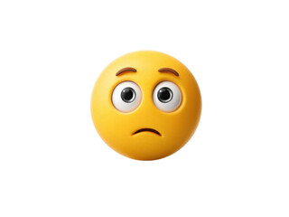 Fototapeta premium Worried yellow emoji face with wide eyes and curved mouth image, Isolated On Png Transparent Background