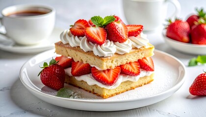 Strawberry Shortcake with Cream &ndash; Realistic Bakery Dessert