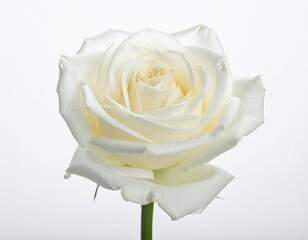 Close up White Rose Bloom Isolated on White Background