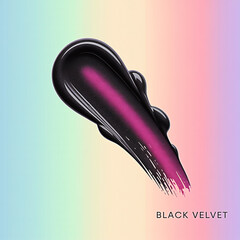 Abstract Black Velvet Brush Stroke on Pastel Gradient Background