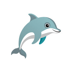 Fototapeta premium Playful cartoon dolphin jumping in water isolated on white background