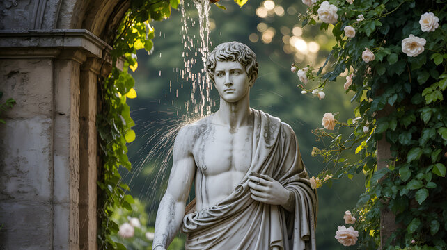 Classical Garden Sculpture with Cascading Water Feature