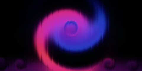 Abstract glowing 3D bubbles in pink and blue gradient light on dark background. Futuristic circle pattern design for digital art and modern creative projects. Vibrant neon sphere texture illustration.