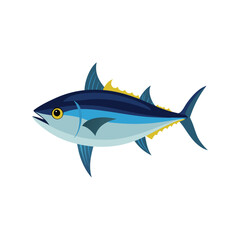 Fototapeta premium Cartoon tuna fish isolated on white background