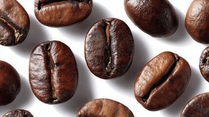 Fototapeta premium Roasted coffee beans on plain background