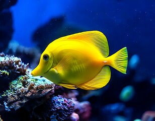 Bright yellow fish in a vibrant underwater scene
