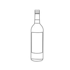 A minimalist, black and white line drawing of a wine bottle.