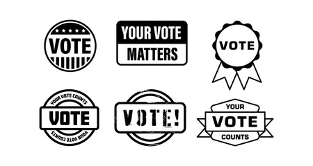 Obraz premium Collection of monochrome vote logos for election campaigns and ballot initiatives