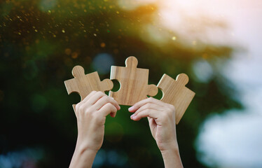 Jigsaw puzzles combine the power of cooperation and good teamwork, helping each other and uniting.