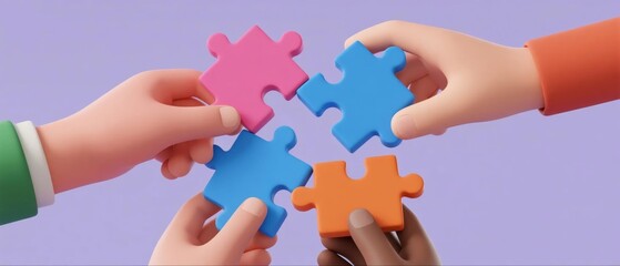 Hands holding colorful puzzle pieces